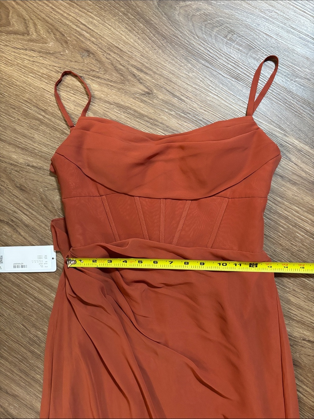 NWT Azazie Mai Bridesmaid Dress Gown Auburn 4 slit adjustable straps chiffon - Picture 13 of 14